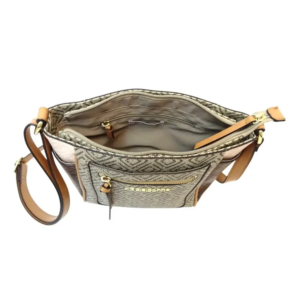 Liz Claiborne Brown & Beige Geometric Crossbody Bag